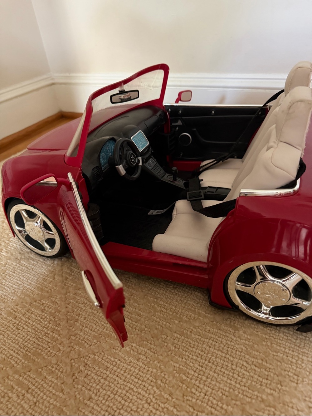 2016 American Girl Doll Red Remote Control Sports Car with White Seats - Picture 4 of 6